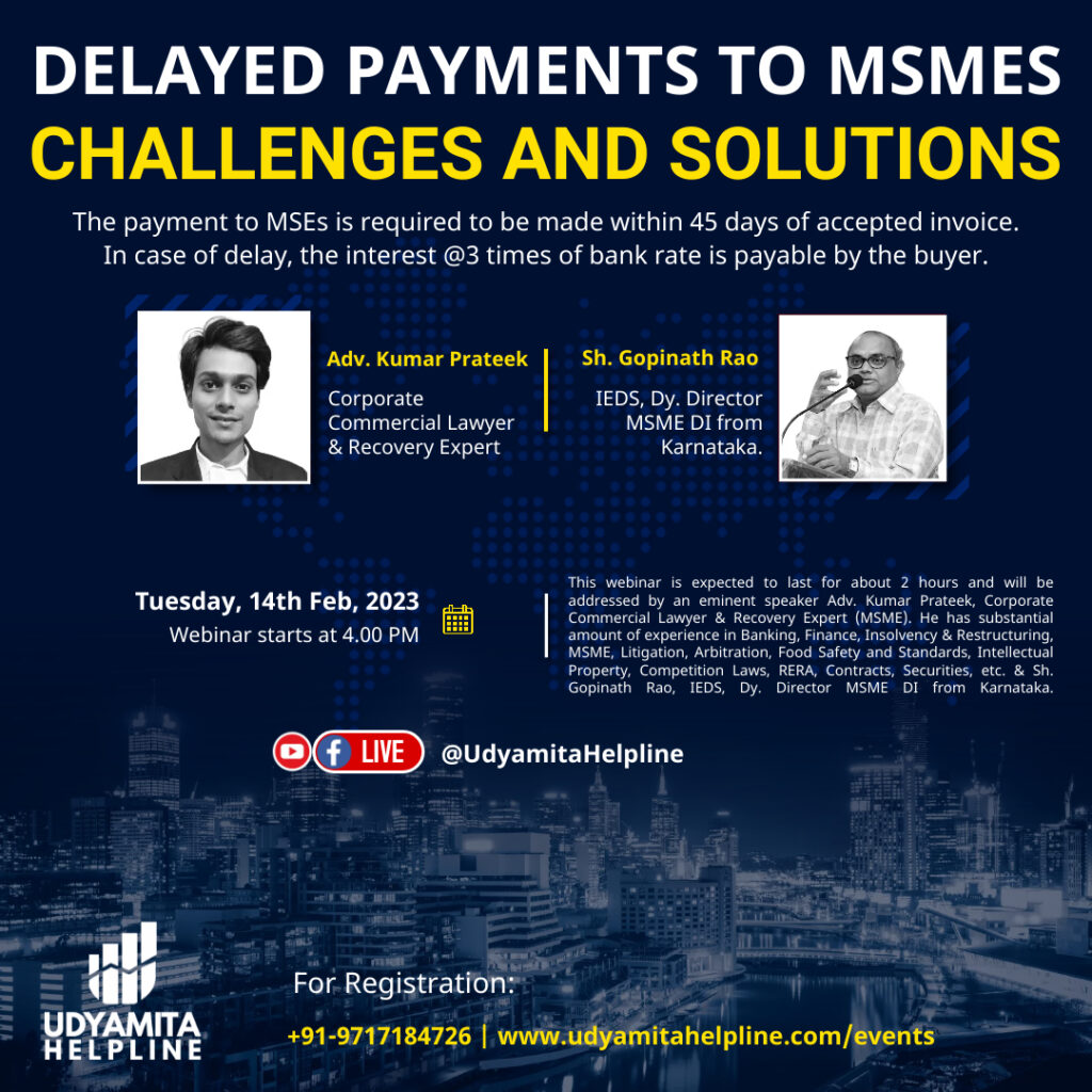 Webinar on Delayed Payments to MSMEs Challenges and Solutions