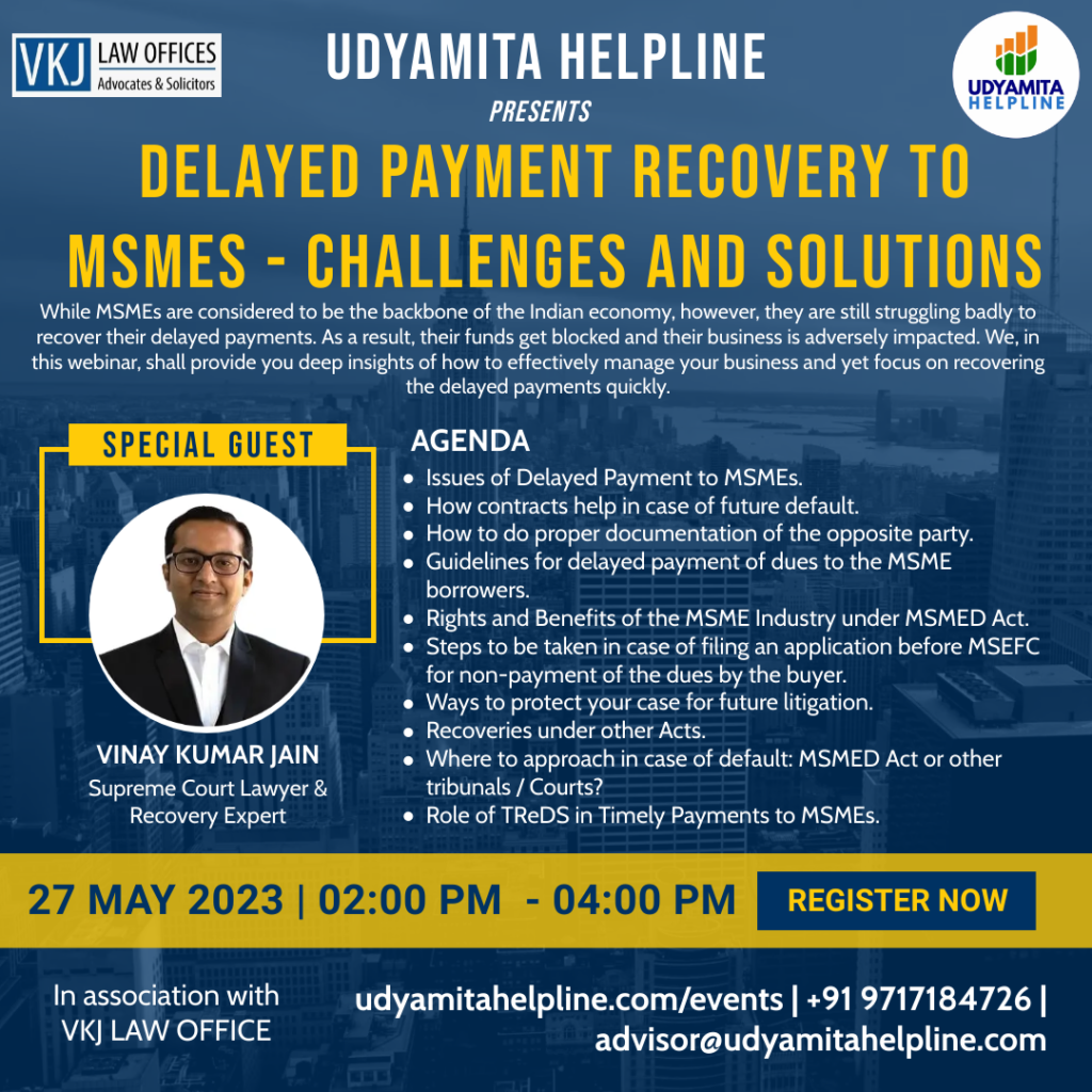 Delayed Payment Recovery to MSMEs Challenges and Solutions May 2023