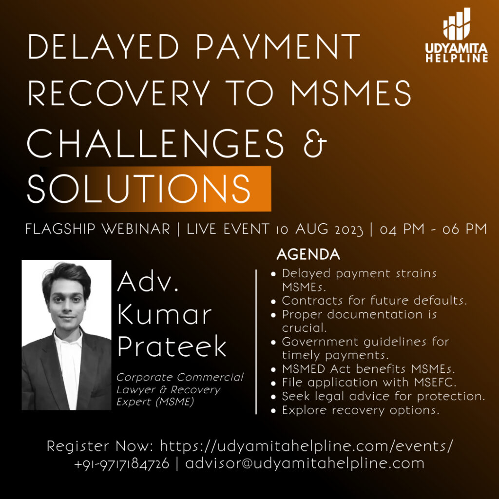 Webinar on Delayed Payment Recovery to MSMEs Challenges and Solutions